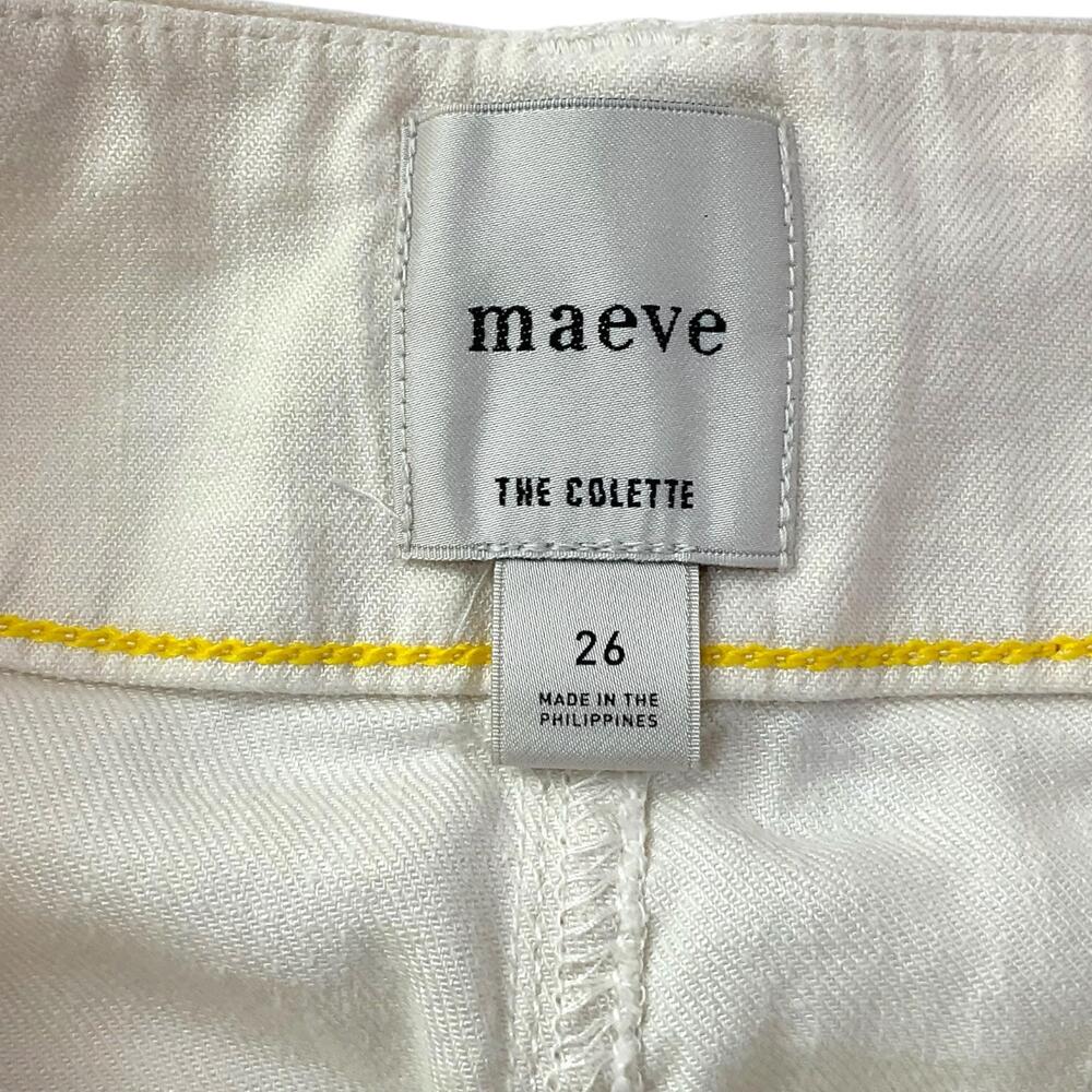 Maeve The Colette Pants Womens 26 White Linen Blend Cropped Wide Leg Twill - Picture 6 of 12